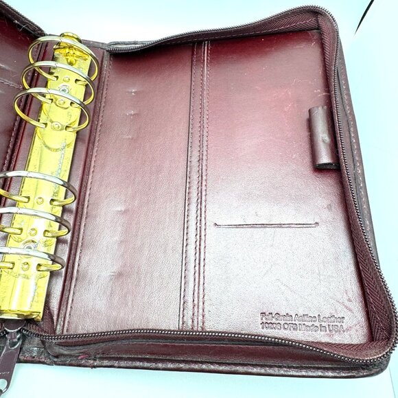 Franklin Quest Full Grain Aniline Leather Burgundy Planner Compact Sz 6-Ring - Picture 5 of 16